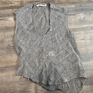 Zara Brown Textured Sleeveless Blouse